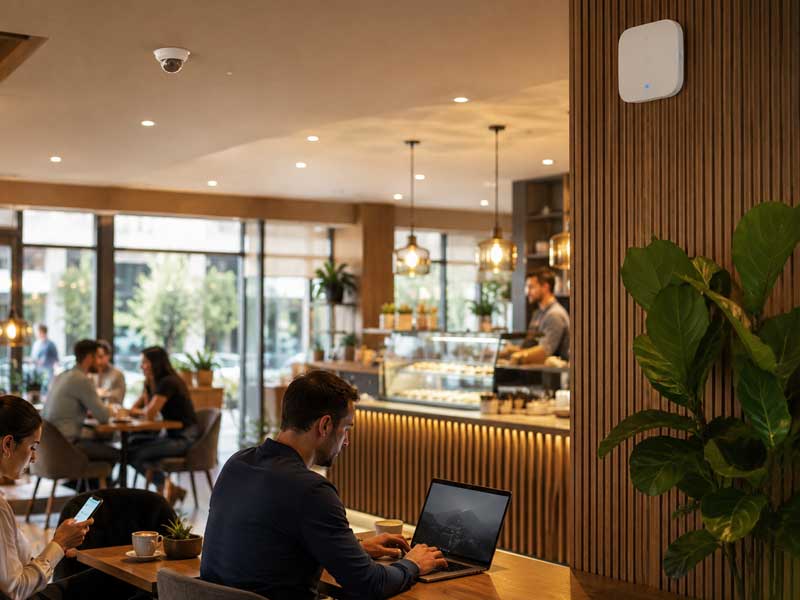 Business-grade Wi-Fi access point installed in a Sudbury business